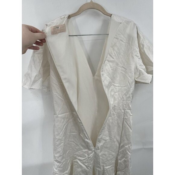 Keepsake Dress Women 10 Ivory Magnetic Ruffle Linen Blend Summer Mini MSRP:$170 - Picture 8 of 11